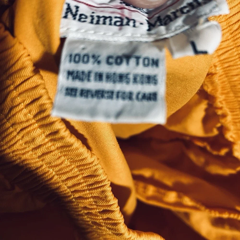 Neiman Marcus Orange Cotton Pull On Shorts Mens Large Lounge Beach Summer Resort